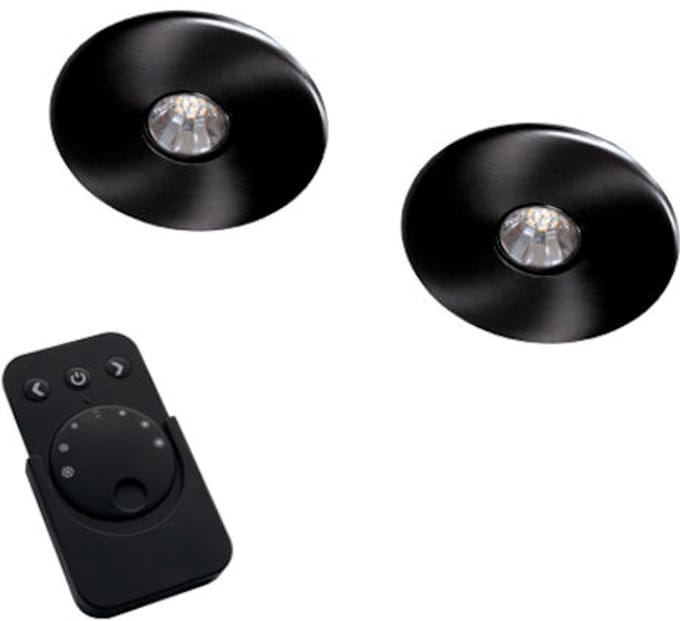 Super Light Emotion LED set van 2 spots met kleur/dim-controller met afstandsbedienin 12V zwart