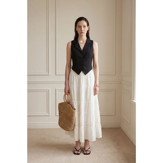 Mouwloze Gebuttonde Gilet met Rugdetail
