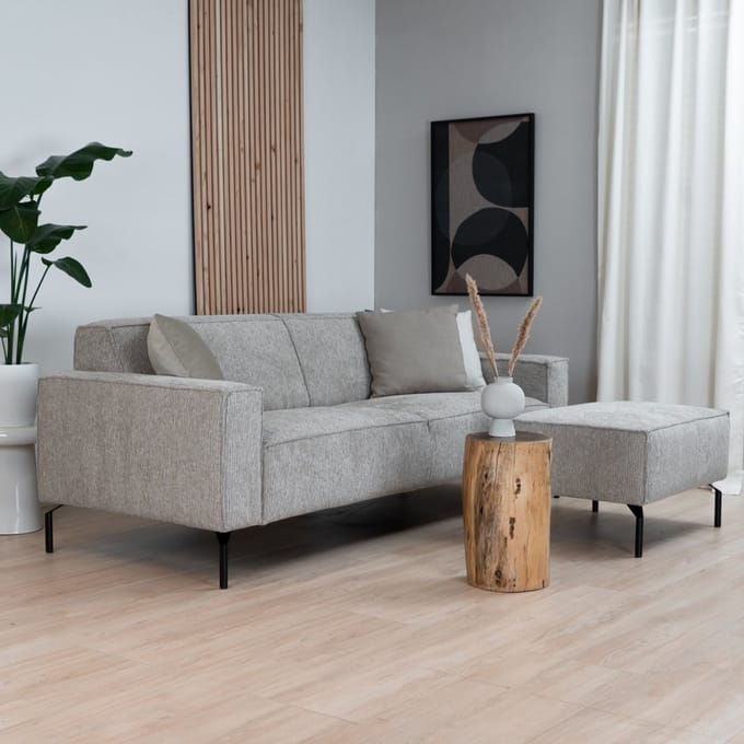 Bronx71® 3-zitsbank Kansas taupe ribstof