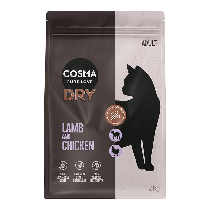 2x2kg Cosma Katten Droogvoer Lam & Kip