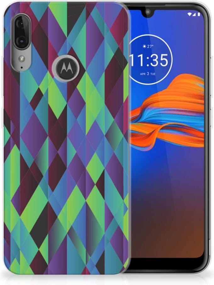Motorola Moto E6 Plus TPU Hoesje Abstract Green Blue