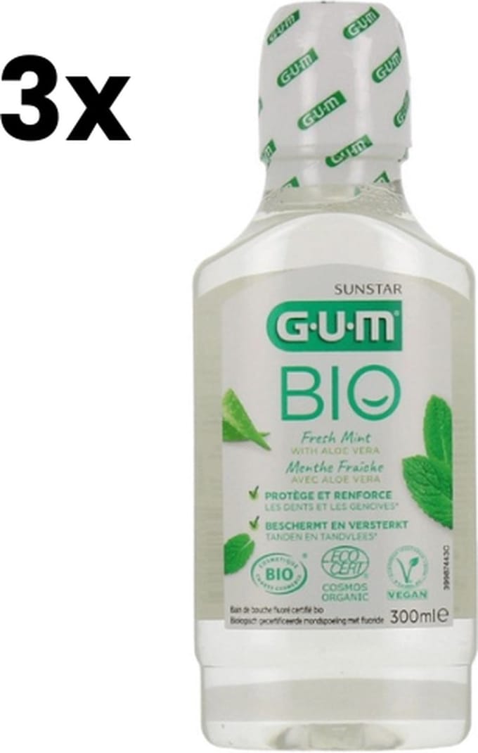 GUM BIO Mondspoelmiddel - 3 x 300 ml - Voordeelverpakking