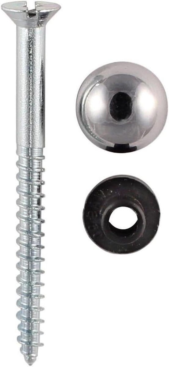 Spiegelschroeven - Spiegelbevestiging - Spiegel Ophangen - Met Chroom Kap - 19 mm - Wit