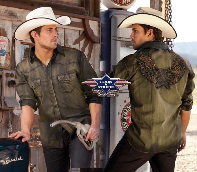 Heren Western Blouse Dave Stars&Stripes maat S