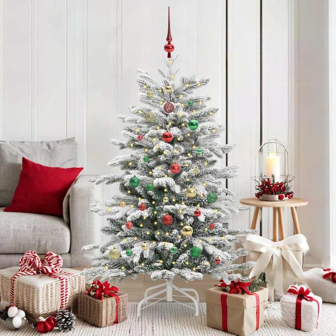vidaXL - Kunstmatige - Hinged - Kerstboom - Wit - 150 - cm - PE - en - PVC