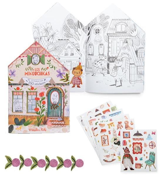 Moulin Roty kleur- en stickerboek Les Minouchkas 3 jr+