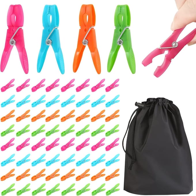 Kleurige Wasknijpers - 72 Stuks, Antislip en Winddicht met Draagtas