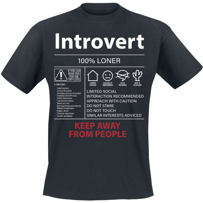 Sprüche - Fun T-shirt - Introvert - M tot 5XL - voor Mannen - zwart