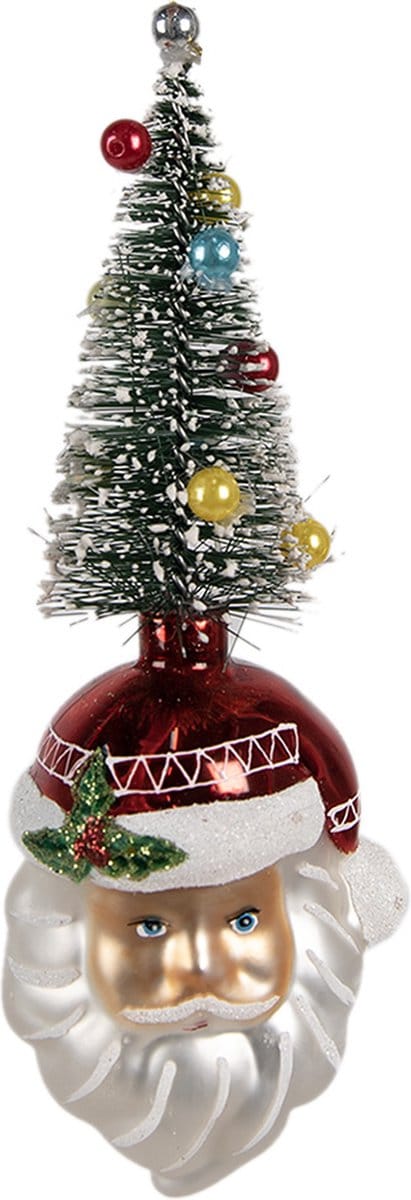 Clayre & Eef Kersthanger Kerstman 17 cm Wit Groen Glas Kerstboomversiering