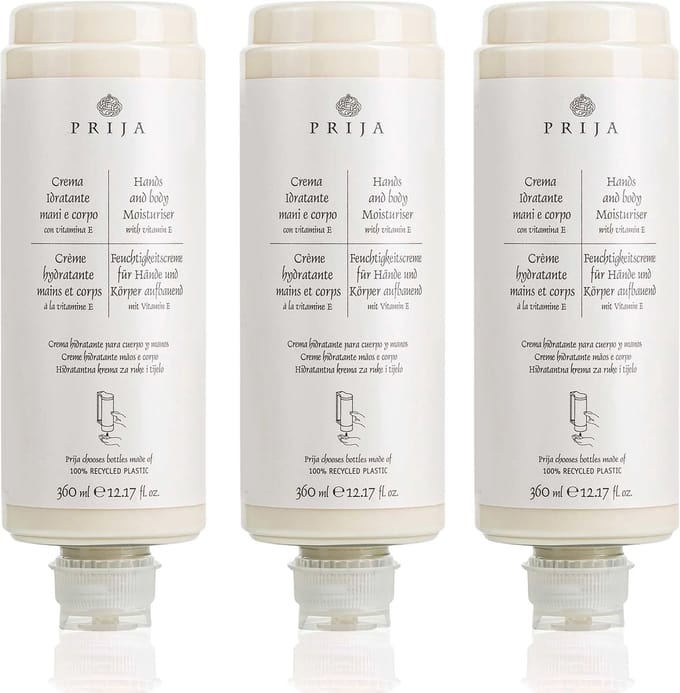PRIJA 2in1 HYDRATERENDE handcrème, bodylotion met vitamine E, navulling voor dispenser 360 ml x3