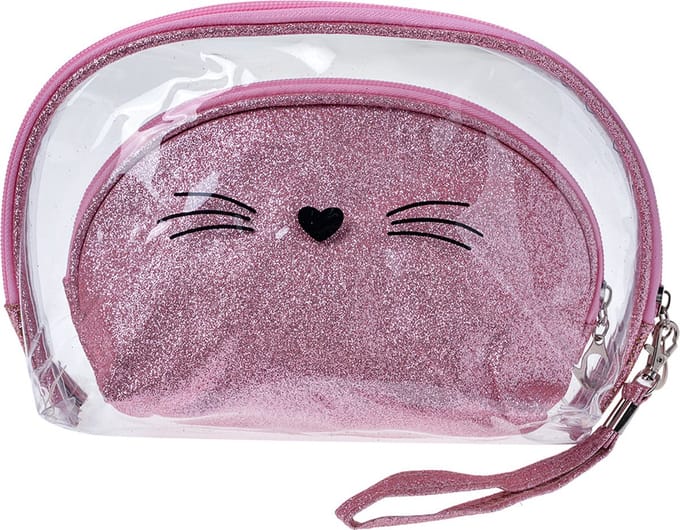 Juleeze Toilettas Dames Set van 2 24x15 / 19x12 cm Roze Polyurethaan