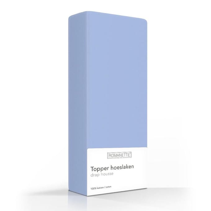 Romanette topper hoeslaken - Blue - 1-persoons (80x200 cm)