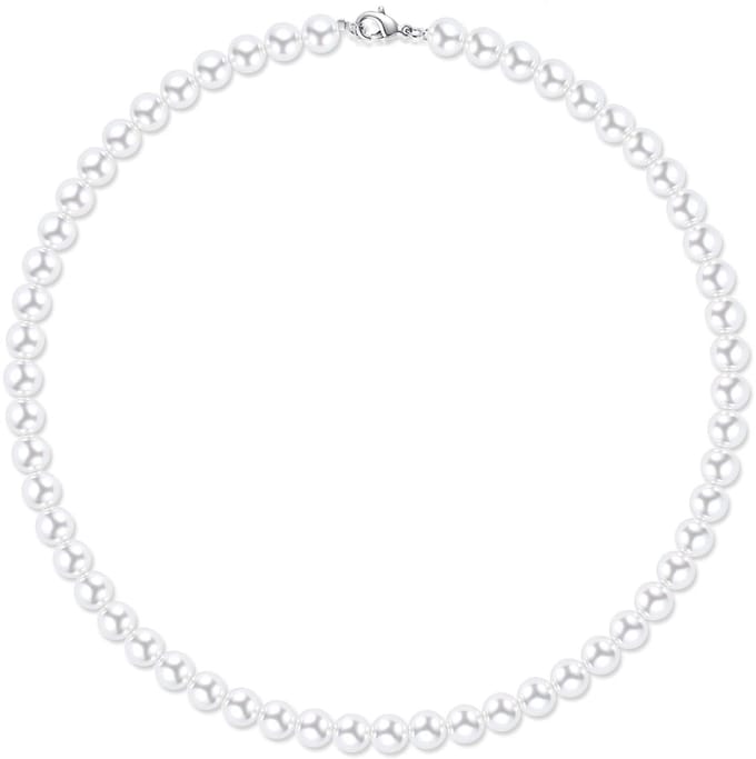 Parelketting voor dames en heren, 6 mm/8 mm, wit, parelketting, kunstparels, 40-60 cm