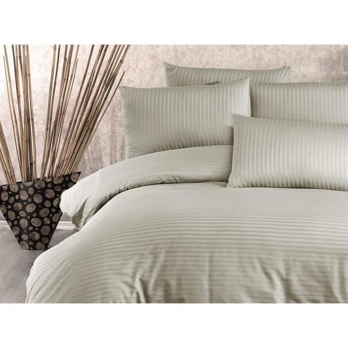 Beddenset - 1 dekbedovertrek 220x240 cm + 2 kussenslopen 60x60 cm - 80% katoen, 20% polyester - Cappuccino