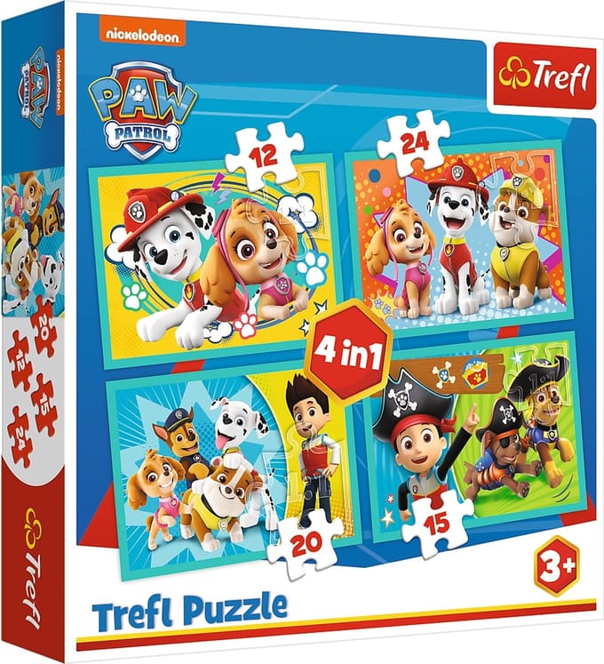 Trefl Paw Patrol 4-in-1 puzzel - 12/15/20/24 stukjes