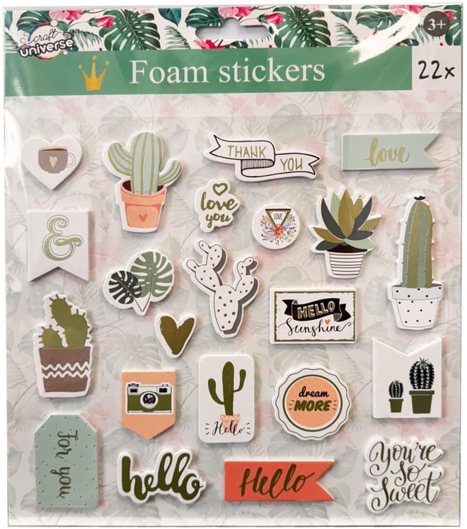 Kleurige Cactus-sponssticker set van 22