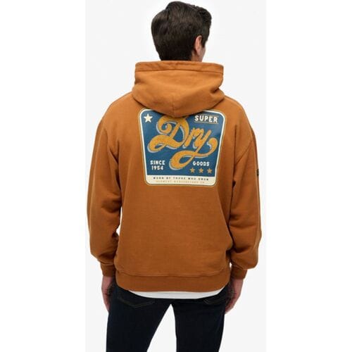 Superdry Tap Room Oversized Hoodie Brown Grootte: M