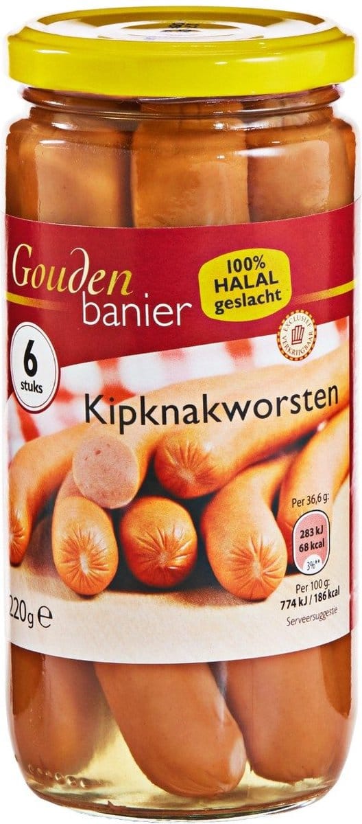 Gouden Banier Kipknakworsten 3 potten x 6 stuks