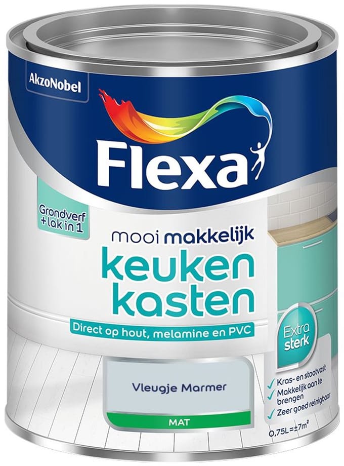 Flexa - Mooi Makkelijk Keukenkasten Mat - Vleugje Marmer - Mengverf - 750 Ml
