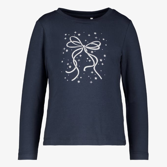 Name It meisjes T-shirt donkerblauw met strik - Maat 92