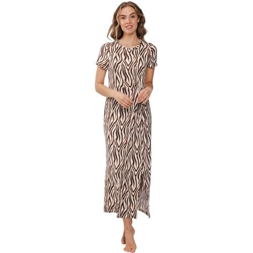 Pastunette Lange elegante strandjurk zebrastrepen Bruin vrouw 36