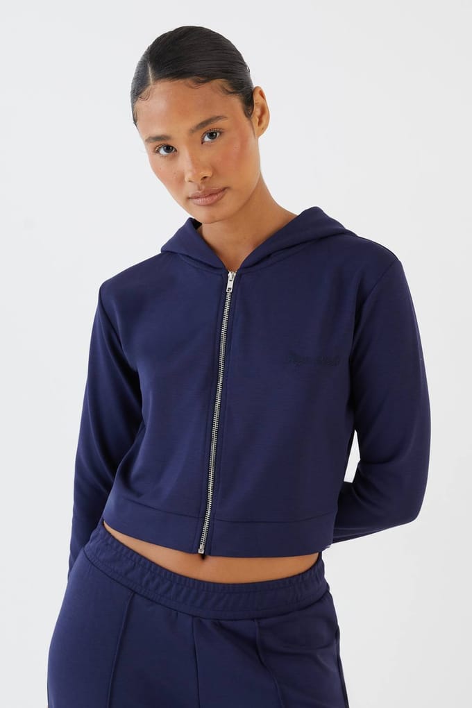 Dames Dsgn Studio Superzachte Boxy Hoodie Met Rits | Marineblauw | Maat: Medium