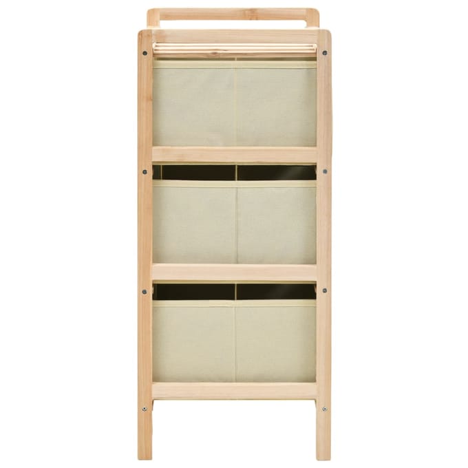 vidaXL - Opbergmeubel - met - 3 - stoffen - manden - cederhout - beige