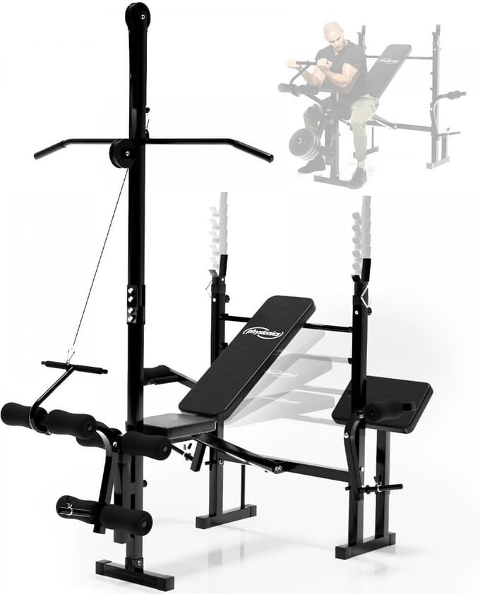 Physionics Multifunctionele fitnessbank met lat pulley