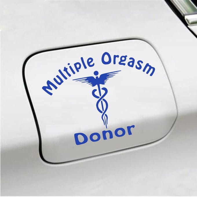 Bumpersticker - Multiple Orgasm Donor - 11,1 X 14,8 - Blauw