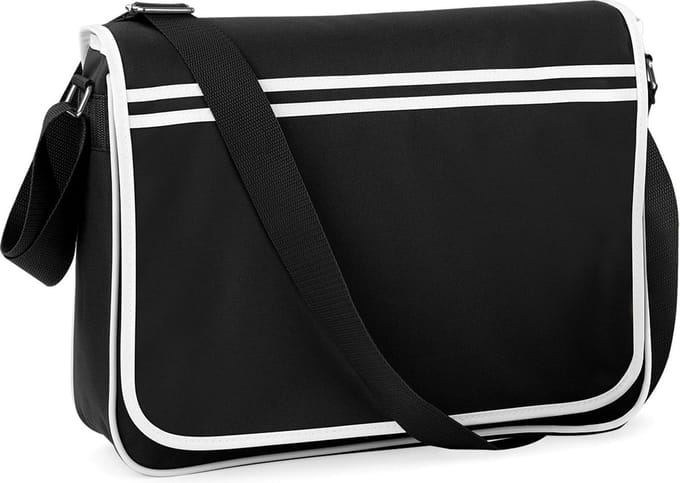 BagBase Retro Messenger BG71 - Black/White - 40 x 30 x 10 cm