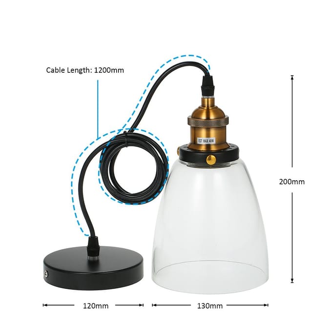 Tomshine Glazen Hanglamp Lamp Retro Vintage Lampvoet Fitting Eenvoudig Compact Design voor Restau E27 beige
