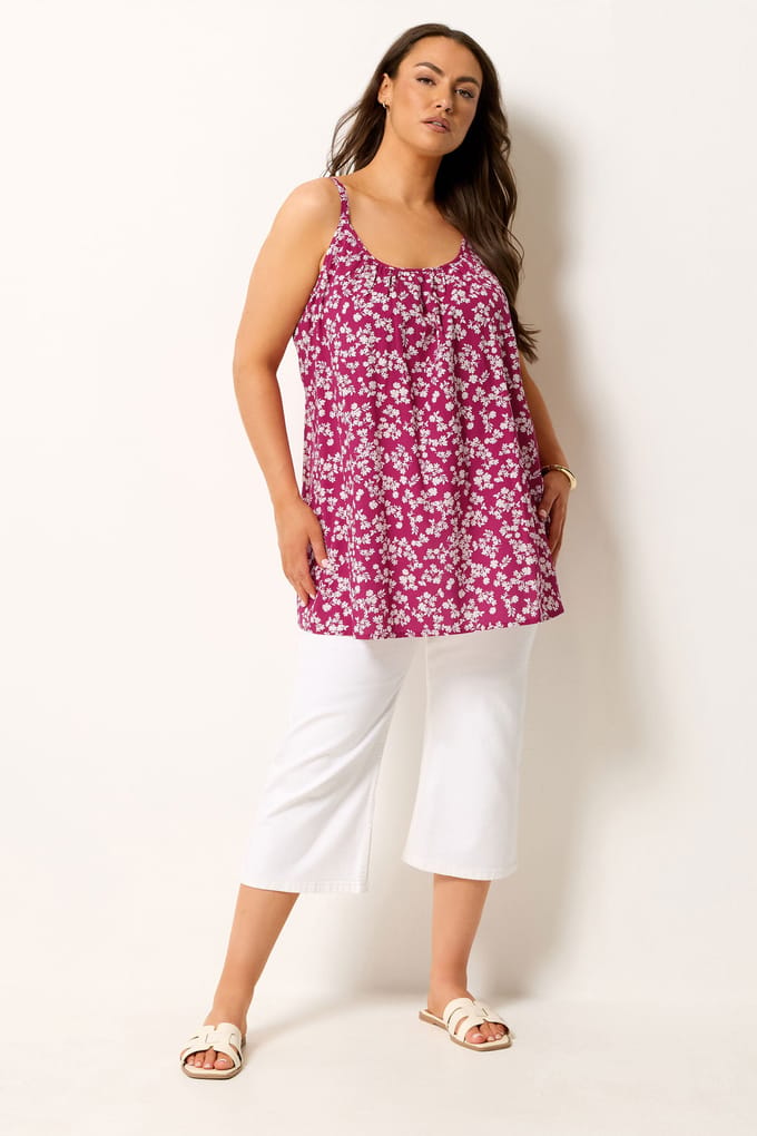 Yours Paarse Top Met Bloemenprint Size 44