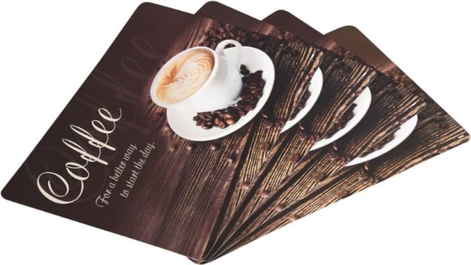 Set van 4 stuks Kesper placemats, wasbaar, motief COFFEE,