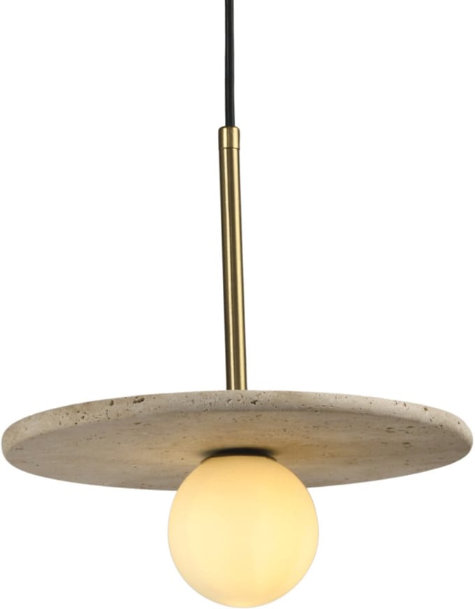 Kosilum - Silvia - Hanglamp - Beige et blanc - Steen en glas