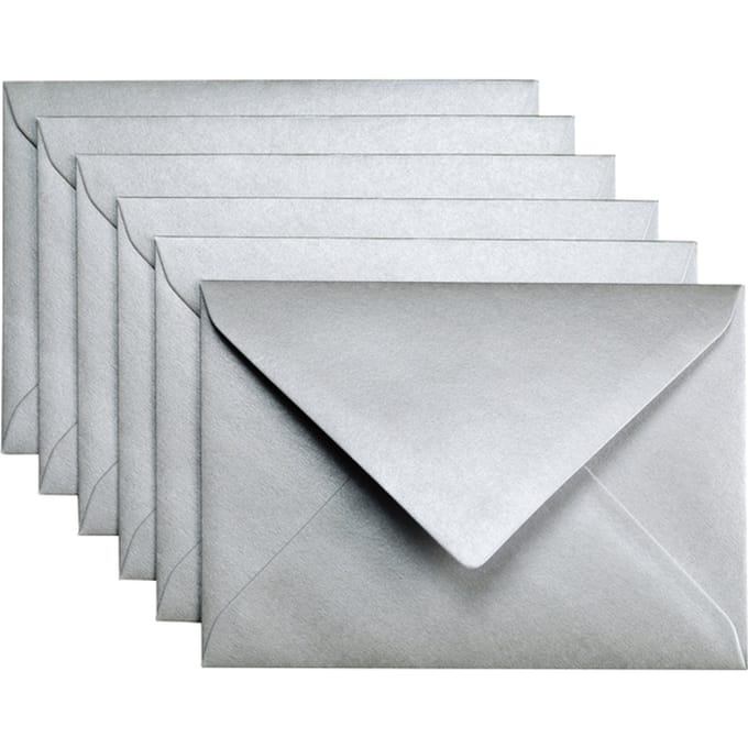 Envelop Papicolor C6 114x162mm metallic zilver pak à 6 stuks