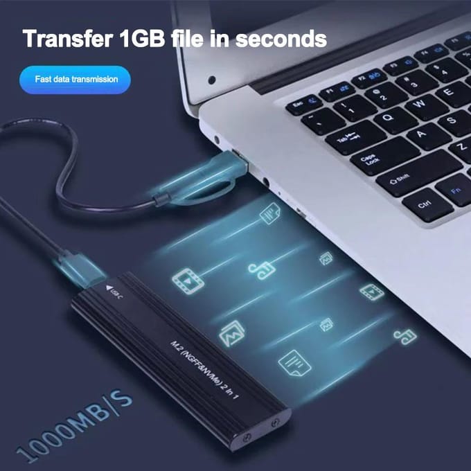 M2 SSD Behuizing M.2 NVMe SATA SSD Behuizing M.2 naar USB Type C SSD Adapter 10Gbps USB 3.1 Externe Behuizing Ondersteunt M en B en B&M Keys Only SATA 5Gbps black