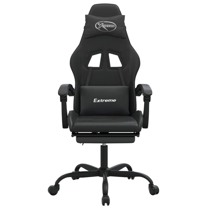 vidaXL - Gamestoel - met - voetensteun - kunstleer - zwart