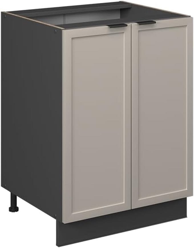 Keukenonderkast 60 cm Grijsbeige - Deurstal Basismodule Zonder Werkblad