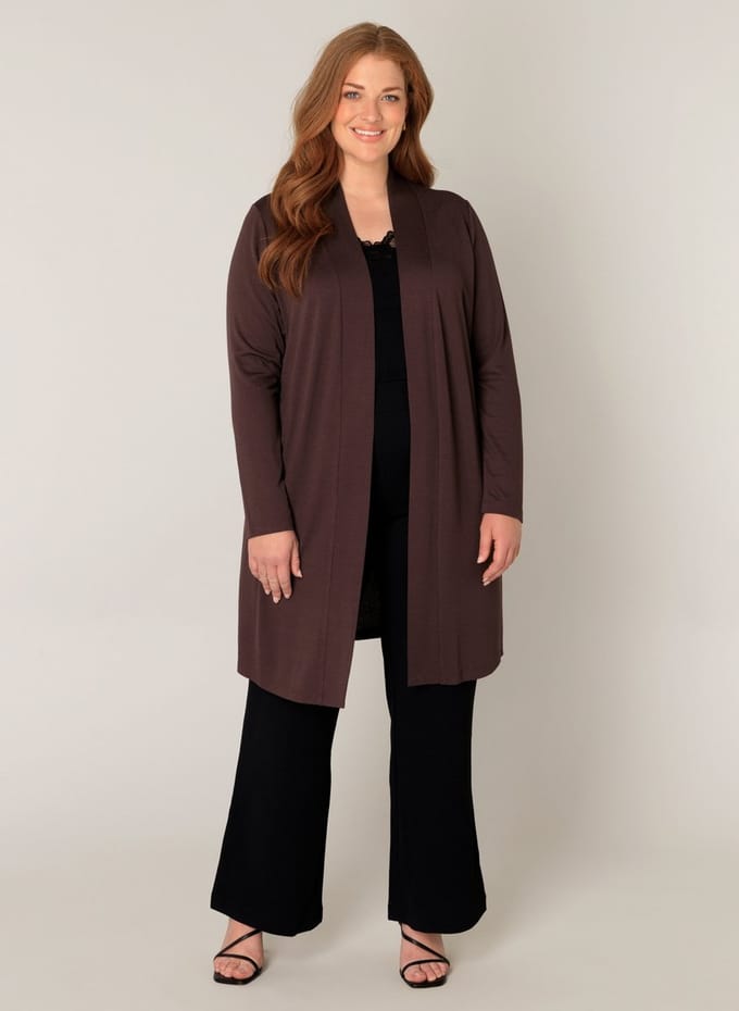 BASE LEVEL CURVY Ayla Long Vest - Brown - maat 0(46)