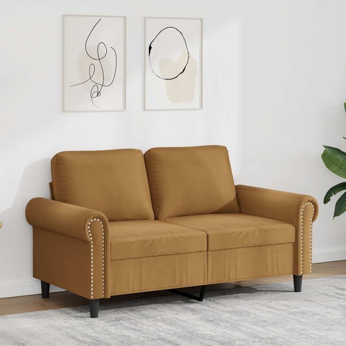 Vidaxl Bank 2-persoons, Bruin, 120 Cm, Bekleed met Fluweel