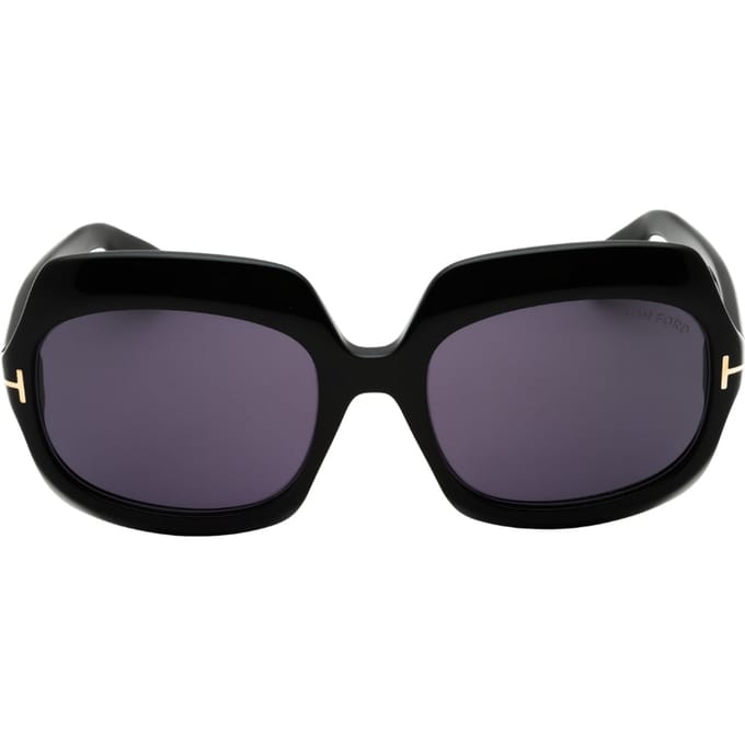 Tom Ford Glanzend Zwarte Oversized Zonnebril In Rookkleur