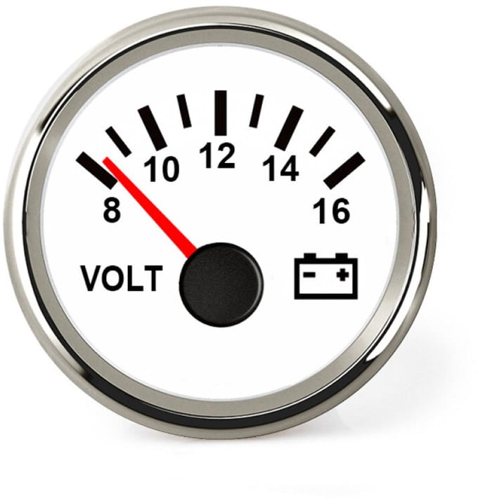 Hollex Voltmeter Wit/RVS 8-16V