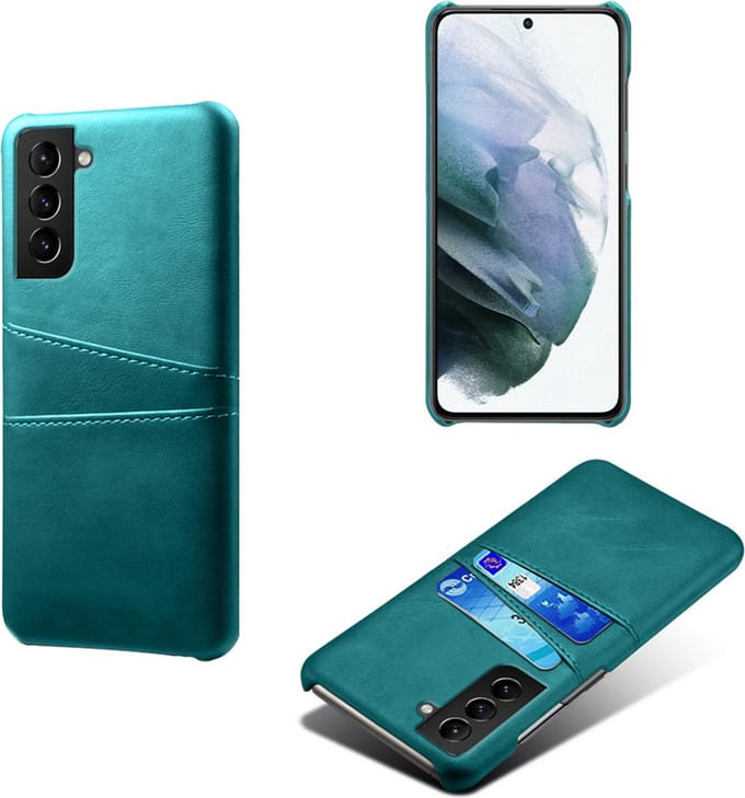 Backcover met Opbergvakjes + PMMA Screenprotector voor Galaxy S22 _ Groen