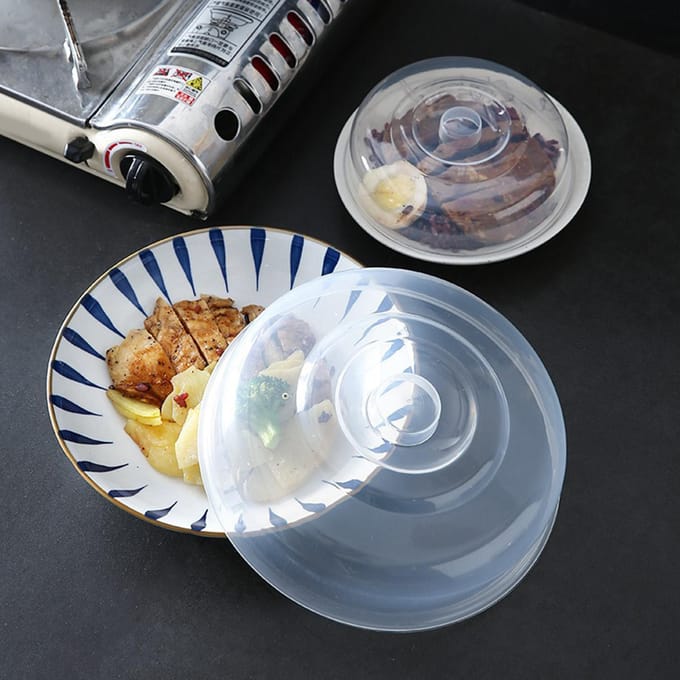 Couvercle de Chauffage Micro-ondes Transparent Multifonctionnel Portable Couvercle Anti-éclaboussures pour Micro-ondes pour Cuisine Petit Small white