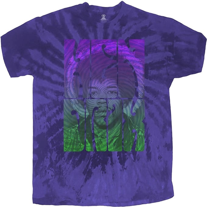 Jimi Hendrix - Swirly Text Heren T-shirt - S - Blauw