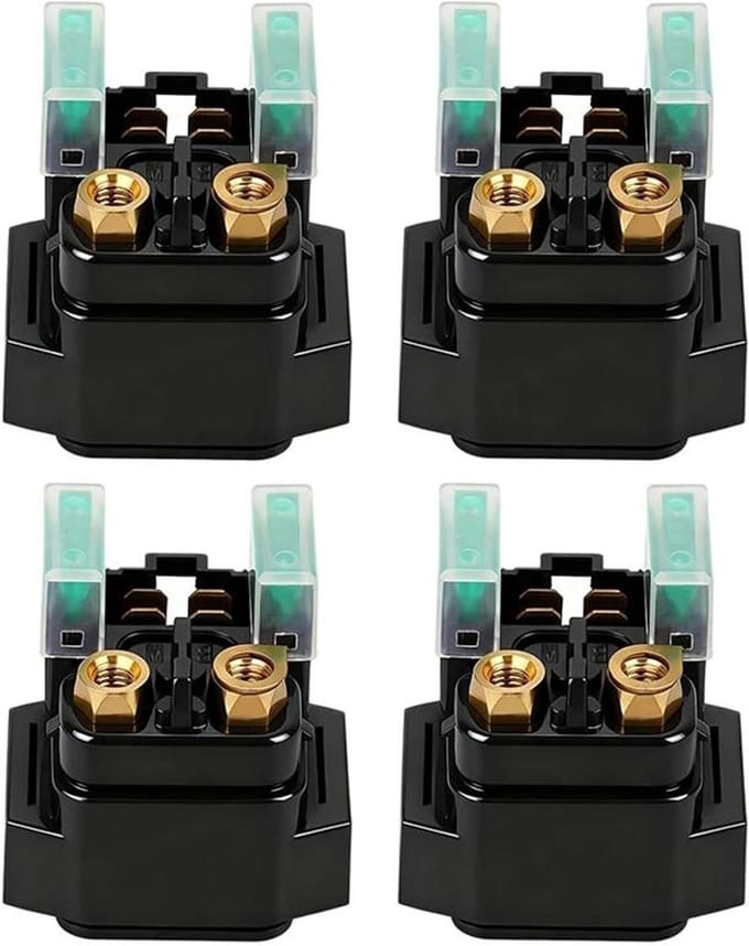 Motor Startrelais - Elektrisch Relais - Motor Starten - Stroomschakelaar Functie - 4 Stuks - Zwart