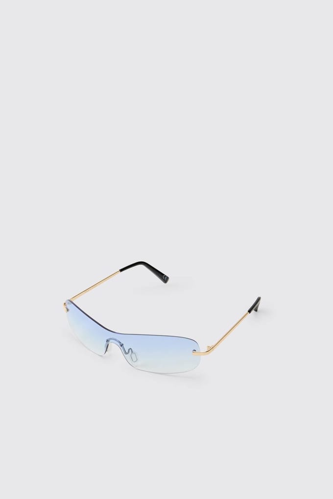 Randloze Getinte Zonnebril Met Metalen Montuur | Blue