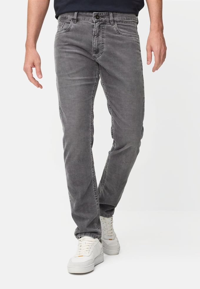 camel active Slim Fit 5-pocket broek - Maat menswear-38/36 - Steengrijs