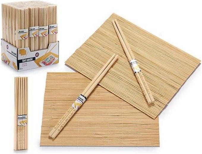 Kinvara Sushi placemats en eetstokjes - 2 pers. - beige - Sushi set