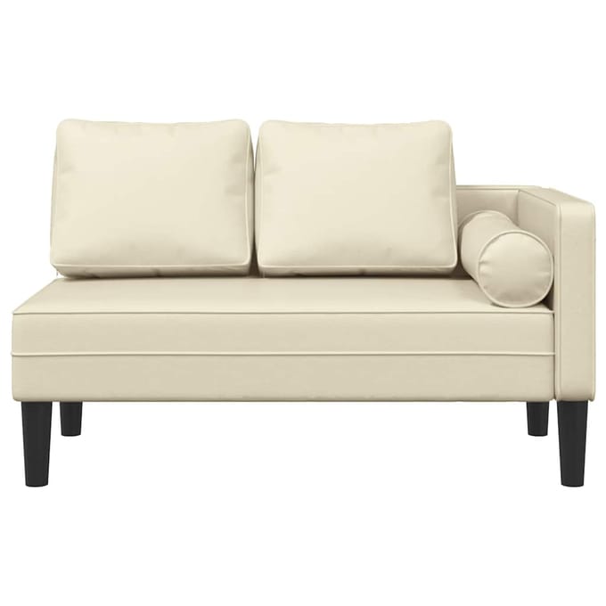 vidaXL - Chaise - longue - met - kussens - kunstleer - crème